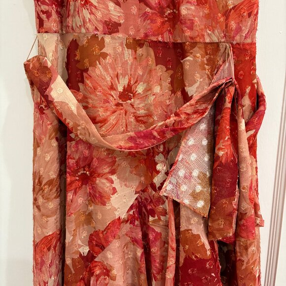 Alex Marie formal red and metallic sleeveless ruffle floral dress, Sz 6, EUC - Picture 4 of 9